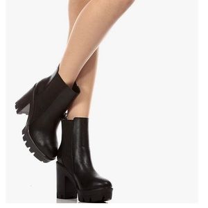 BAMBOO Jonas Ankle Boot Lug Sole Chunky Heel Shoe